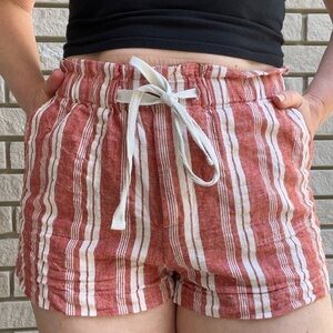 Forever 21 Striped Linen Blend Striped Shorts Sz M